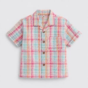 seersucker, boys cotton shirt
