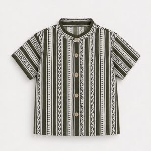 Olive stripes shirt, handblock pure cotton shirt