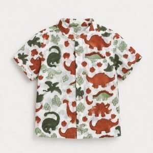 dino print, dino printed kids dress, boys dino print shirt, cotton dino shirt for kids